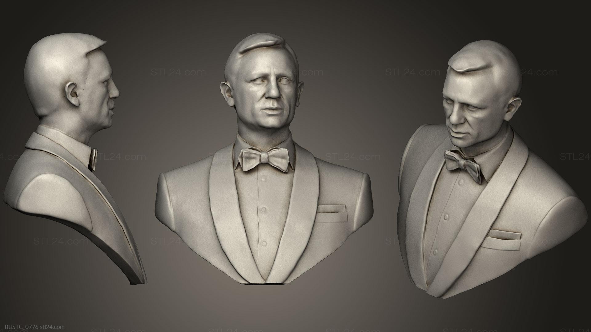 Бюсты и барельефы известных личностей (Дэниел Крейг, BUSTC_0776) 3D модель для ЧПУ станка
